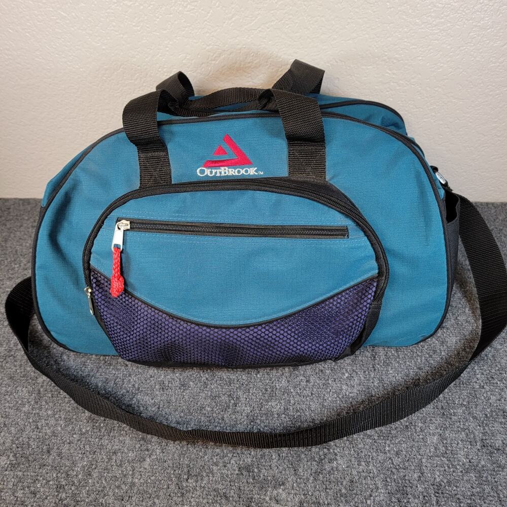 OutBrook Duffel 18x10 Teal Black Gym Travel Shoulder Bag Lightweight Carry Zip